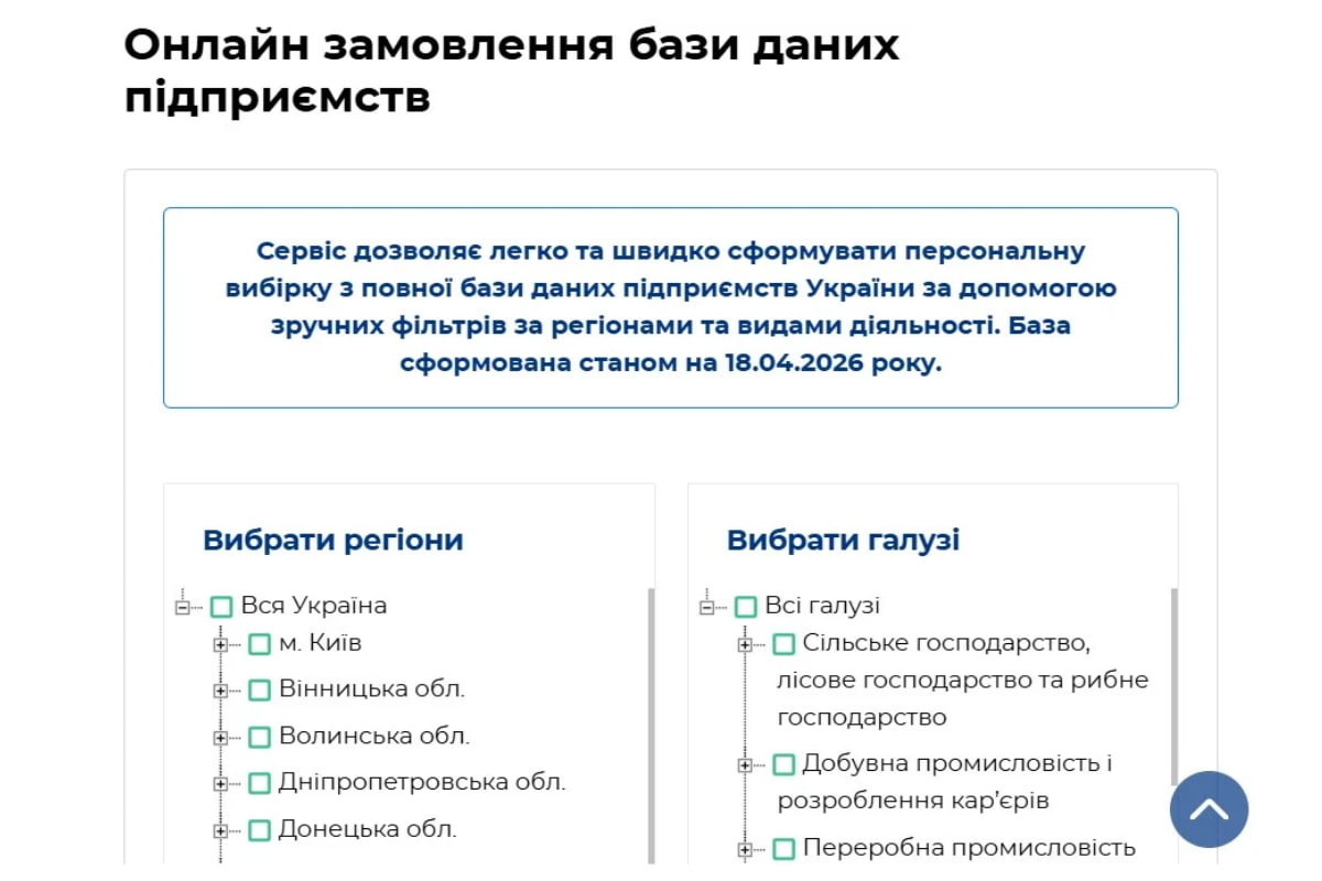 Замовити базу даних підприємств України онлайн